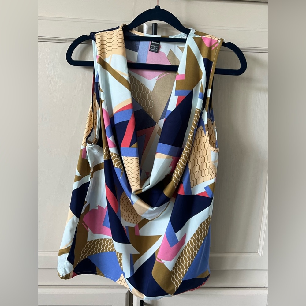 004 NWOT SHEIN Sleeveless Blouse with Cowl Neck